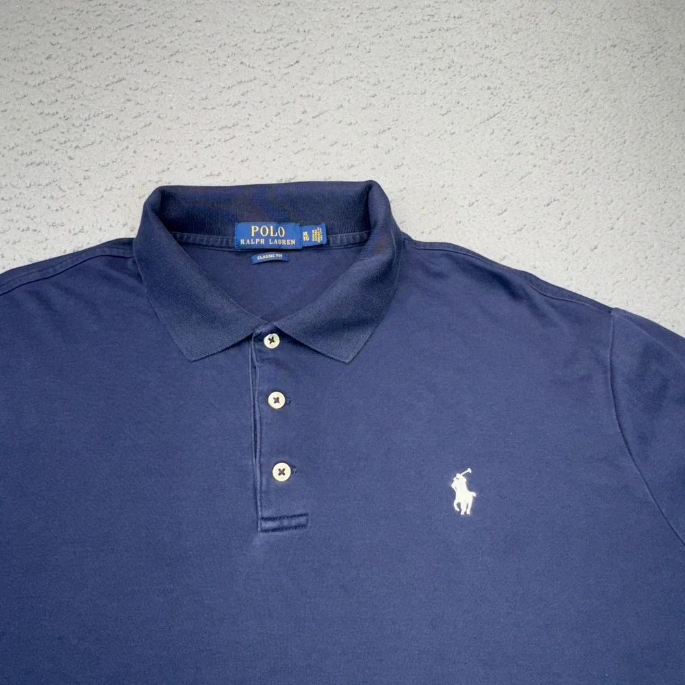 Ralph Lauren Polo Mens XL Navy Blue Classic Fit Short Sleeve Pony Logo Shirt